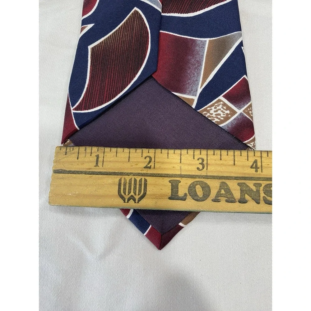Marina di Carrara Tie 100% Italian Silk Navy Geometric Abstract USA 58.5x3.8 EUC